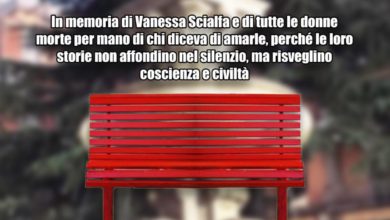 Photo of Una panchina rossa in memoria di Vanessa Scialfa e di tutte le donne vittime di violenza